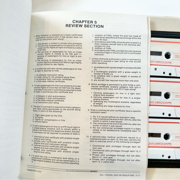 ASA Vintage Commercial Airline Pilot Cassette Course Test Prep Binder Text Tapes - Picture 7 of 10